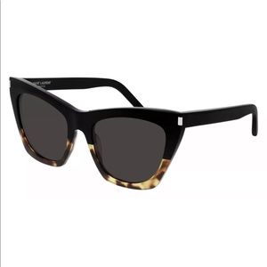Saint Laurent SL 214 Kate Sunglasses Black Havana Black Butterfly Cat Eye 55mm